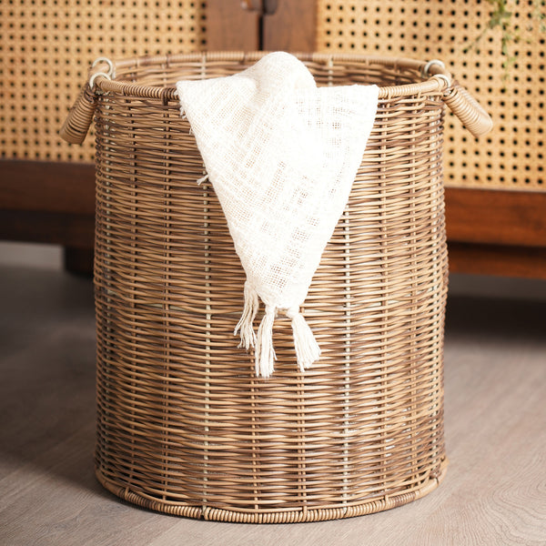 Natural Round Heather Wicker Bin