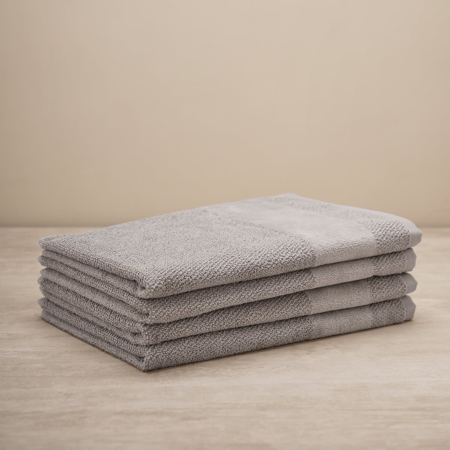 Set Of 4 Grey Cotton Hand Towel