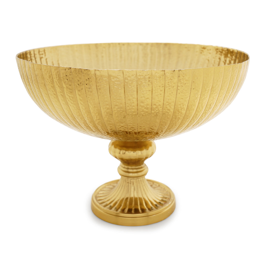 Shop Gold Ribbed Metal Decorative Bowl with Stand - at Best Price ...