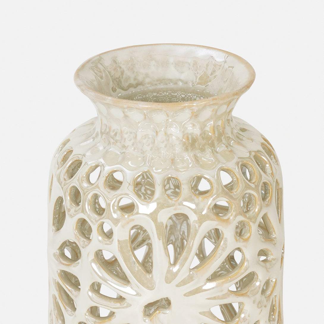 Shop Ivory Floral Pattern Cut Out Ceramic Vase - Small - at Best Price ...