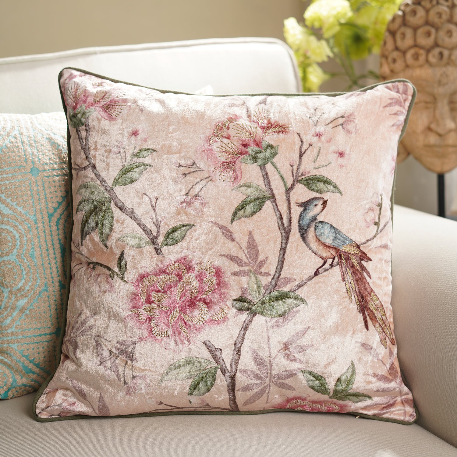 Pink floral cushion covers best sale