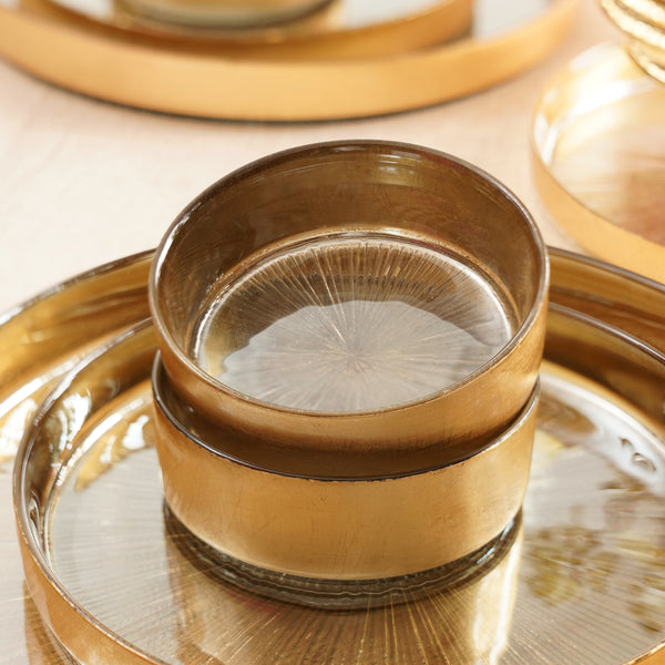 Set of 2 Gold Side Bowls with Goil Foil Rim