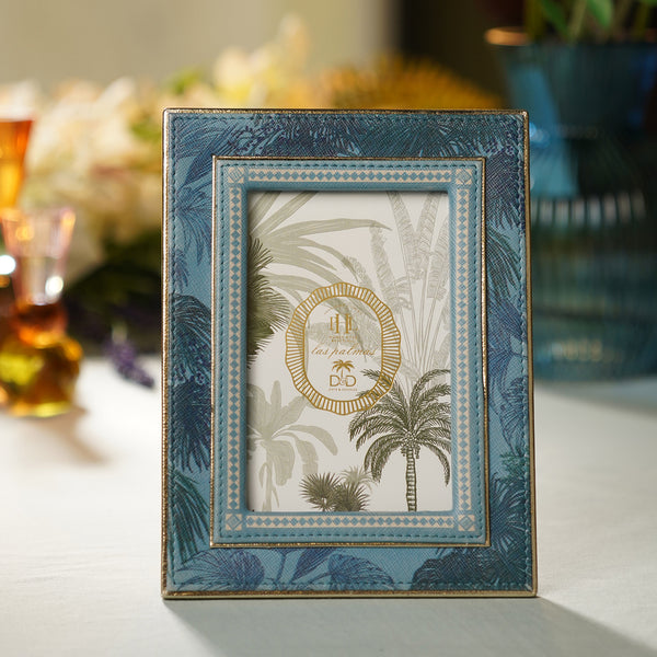 Blue Bergamo Printed Faux Leather Photo Frame