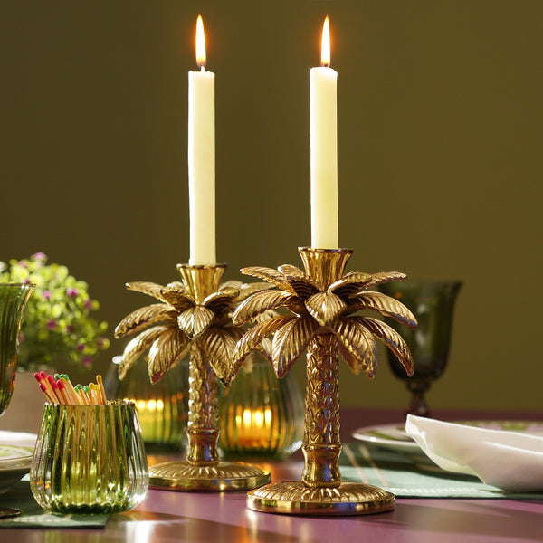 Gold Palm Candle Holder - Small