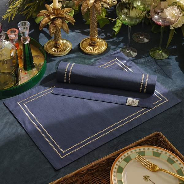 Set of 2 Blue Linen Placemats