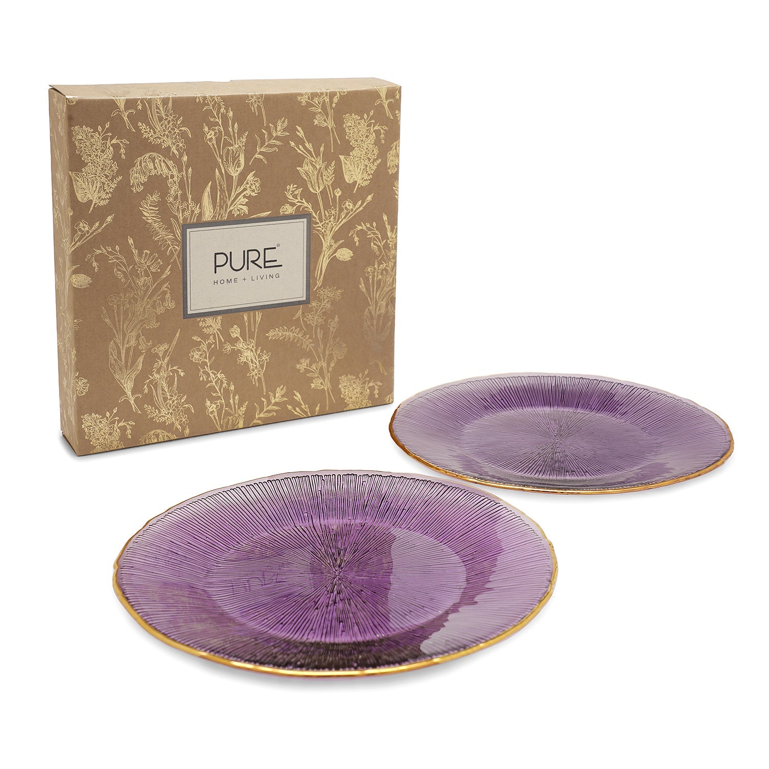 Shop Set Of 2 Purple Radial Glass Dinner Plates at Best Price Online in India